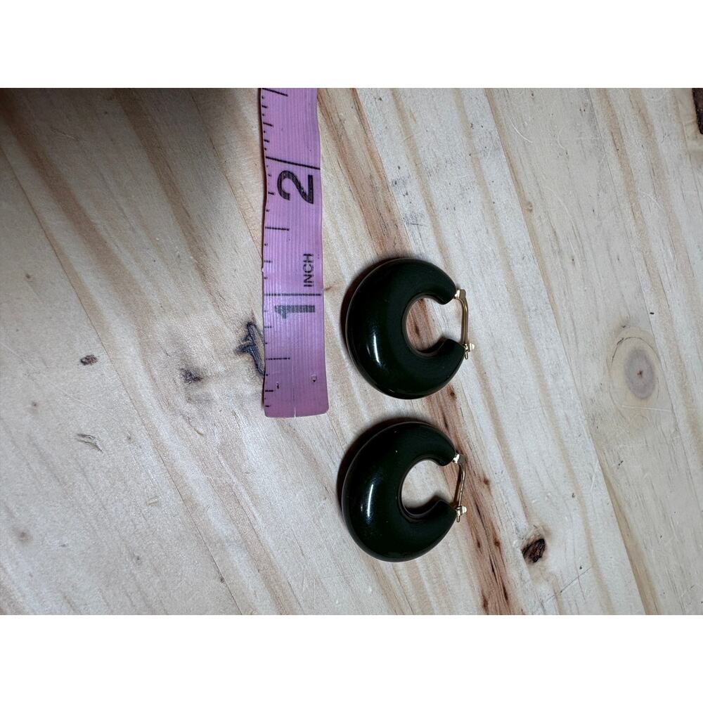Rachel Comey Grass Chunky Hoop Earrings Seaweed Green Gold Tone - Picture 8 of 11